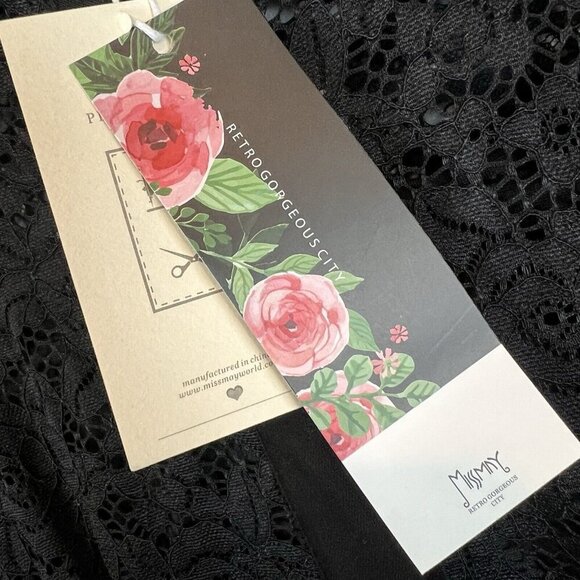 Miss May Retro Cocktail Dress Black Lace Size Medium NWT Gorgeous City - Picture 8 of 14